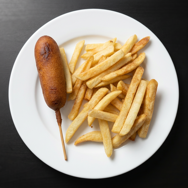 Kids Corn Dog & Fries.