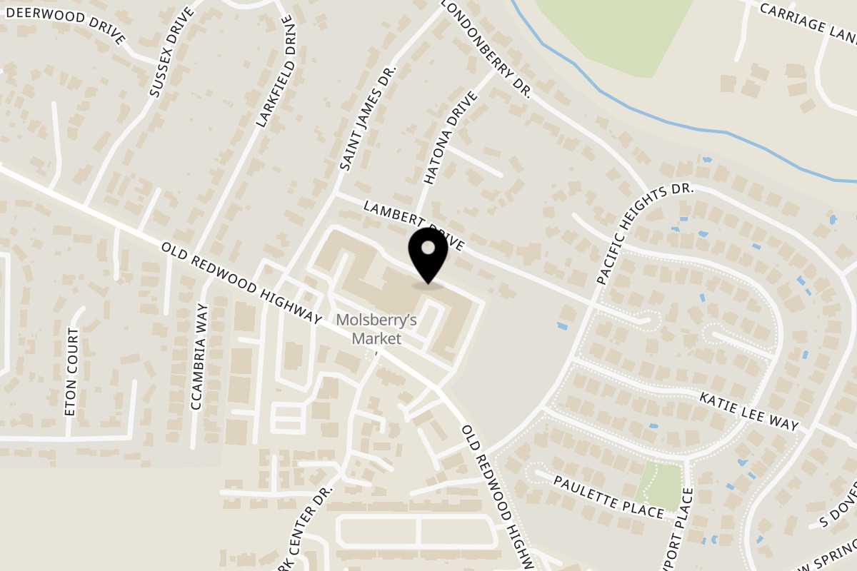 Map showing the location of Homerun Pizza on 484 Larkfield Center in Larkfield-Wikiup